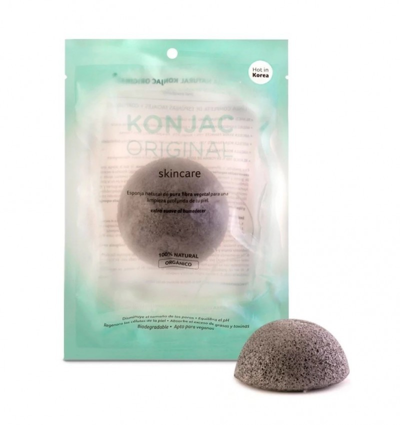 ESPONJA KONJAC CON BAMBU (NEGRA)
